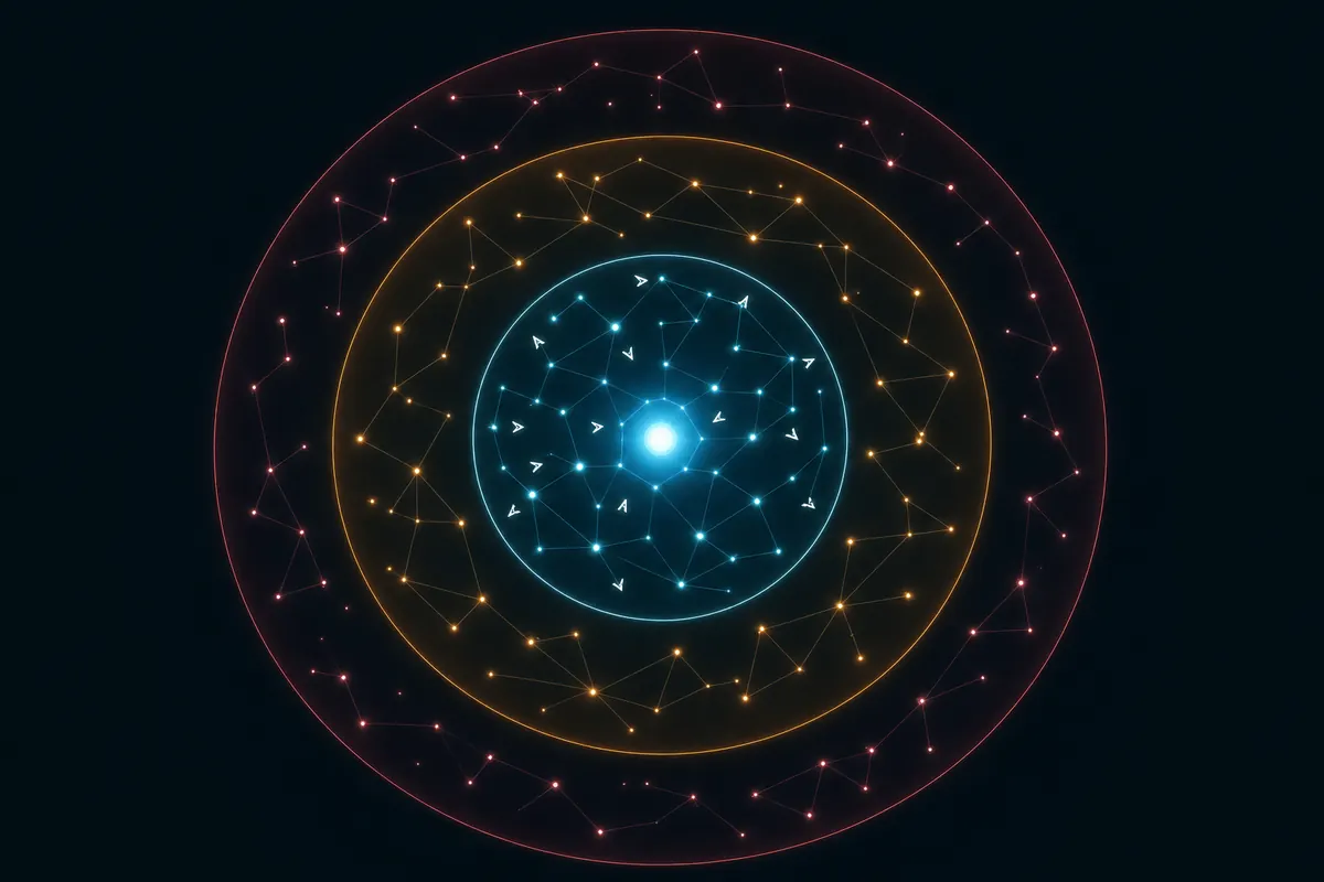 Diagram of Core, Frontier and Void space with the Wardens, the Cartel and the Choir